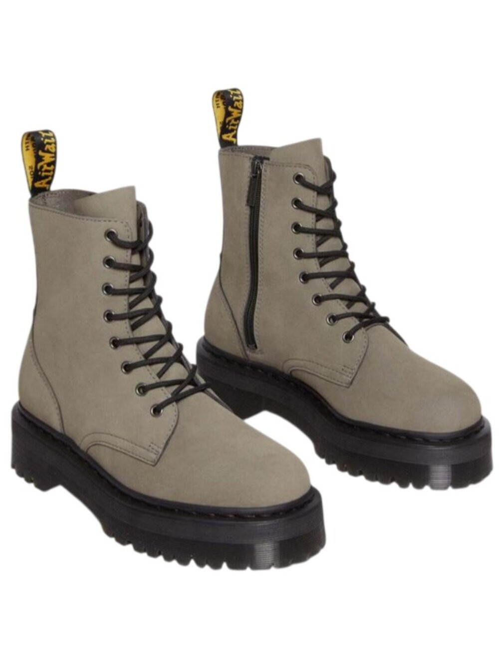 Dr Martens Jadon Milled Nubuck Leather Platform Boots in Nickel Grey